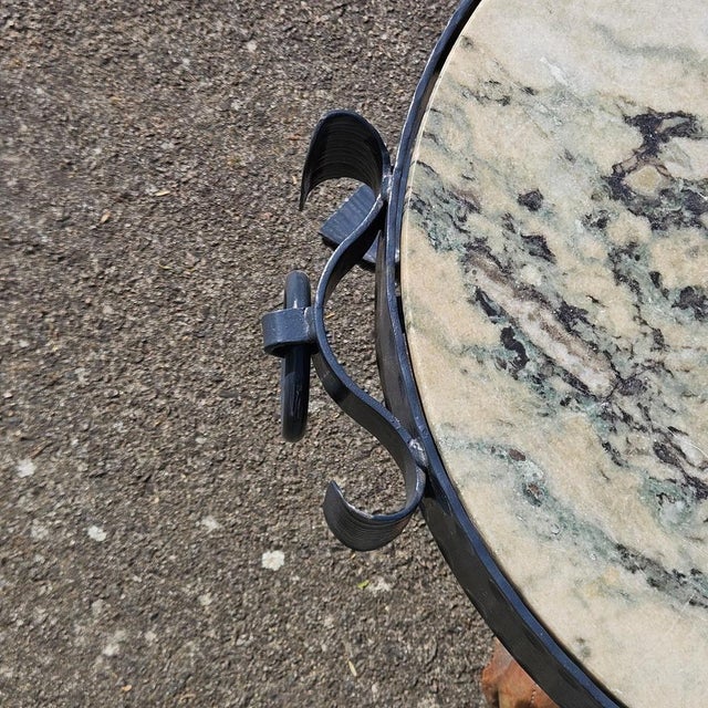 Forged Iron Lounge Table with Marble Top by Jean Maurice Rothschild, 1950s For Sale - Image 11 of 18