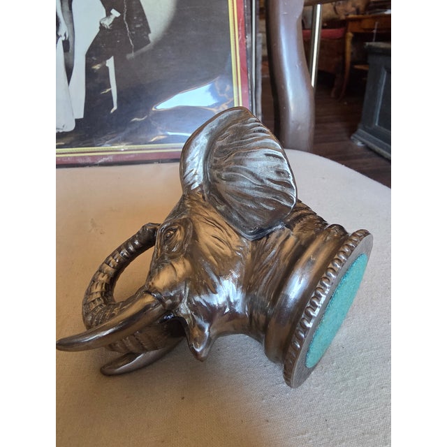 Metal Vintage Elephant Head Table Top Lighter For Sale - Image 7 of 7