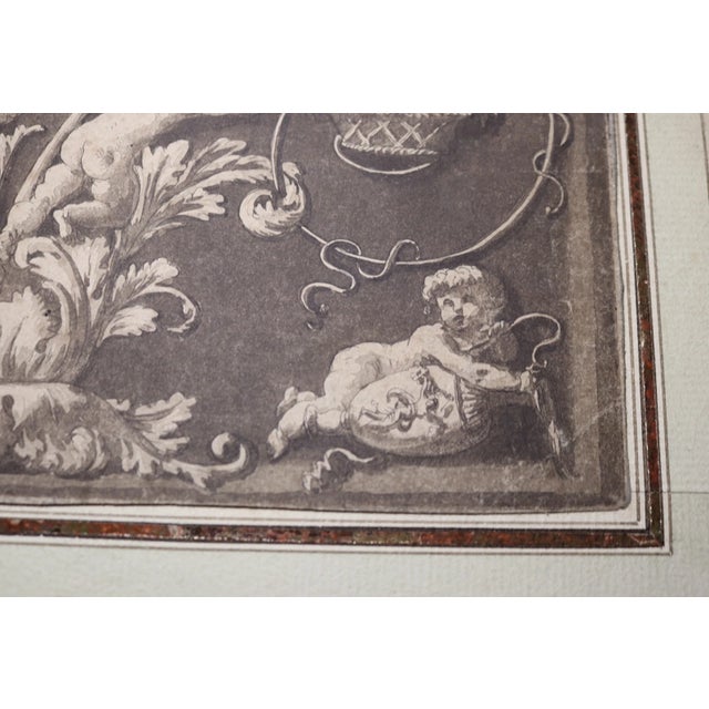 Black Antique Original 18th Century Italian Design for Frieze Figural Drawing Painting For Sale - Image 8 of 11