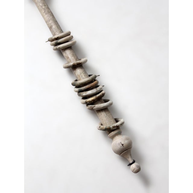 Antique Painted Wood Curtain Rod With Rings For Sale - Image 13 of 13
