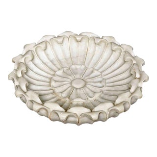 Hand Carved Marble Flower Bowl, Mid-20th Century For Sale