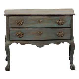 18th C. Portuguese Raised Chest, Dark Teal For Sale
