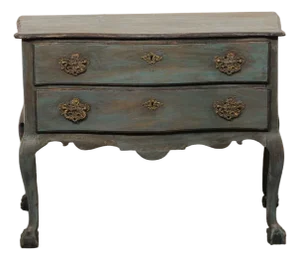 18th C. Portuguese Raised Chest, Dark Teal