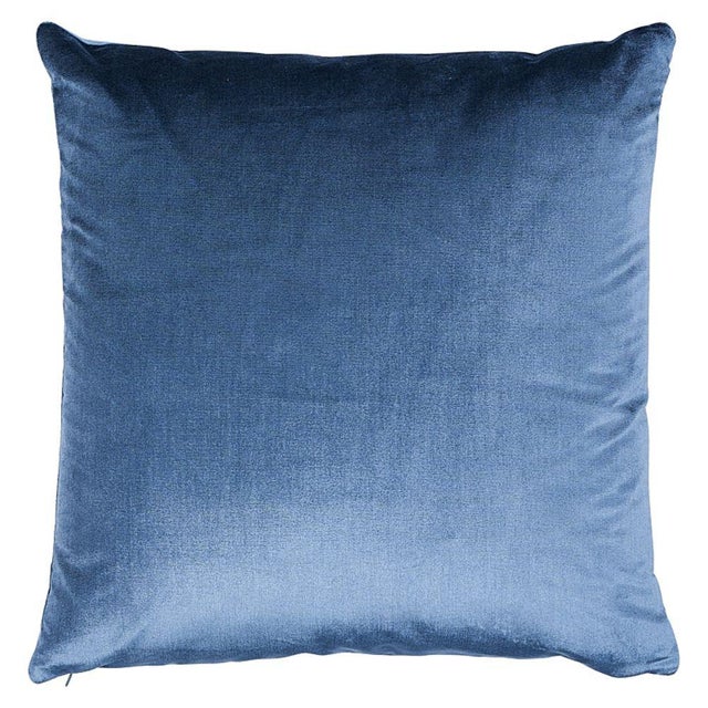Schumacher Venetian Blue Silk Velvet Cadet 18" Pillow For Sale - Image 4 of 4