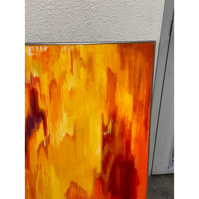 Mid Century Modern Canvas Painting, Framed For Sale - Image 4 of 12