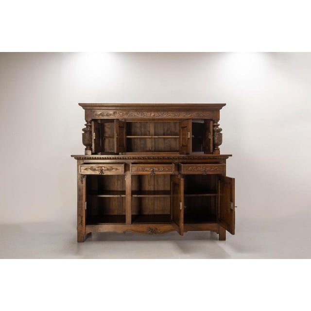 Wood Vintage Spanish Oak and Wrought Iron Sideboard, 1950s For Sale - Image 7 of 8