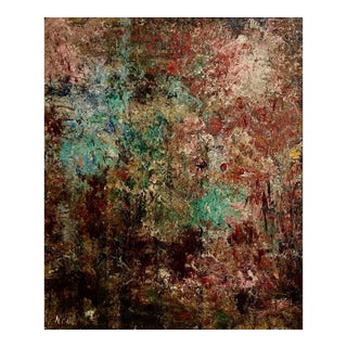 Attributed to Georges Noel, Abstract Expressionist Textured Art Informel Oil Painting Signed Noel For Sale
