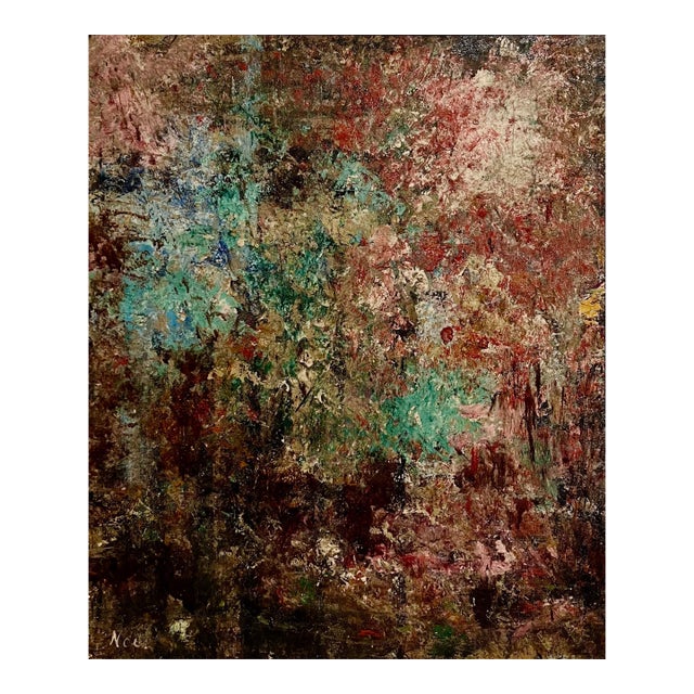Attributed to Georges Noel, Abstract Expressionist Textured Art Informel Oil Painting Signed Noel For Sale