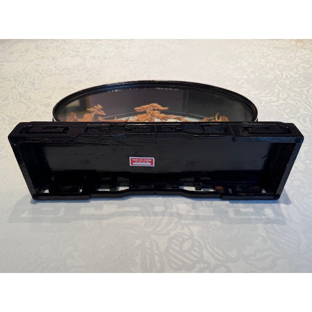 Mid-Century Modernist Fuzhou Cork Sculpture Diorama in Black Lacquer ...