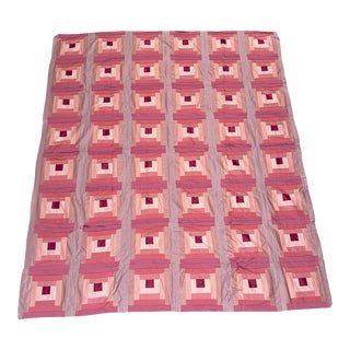 Vintage Cotton Sateen Quilt Top For Sale