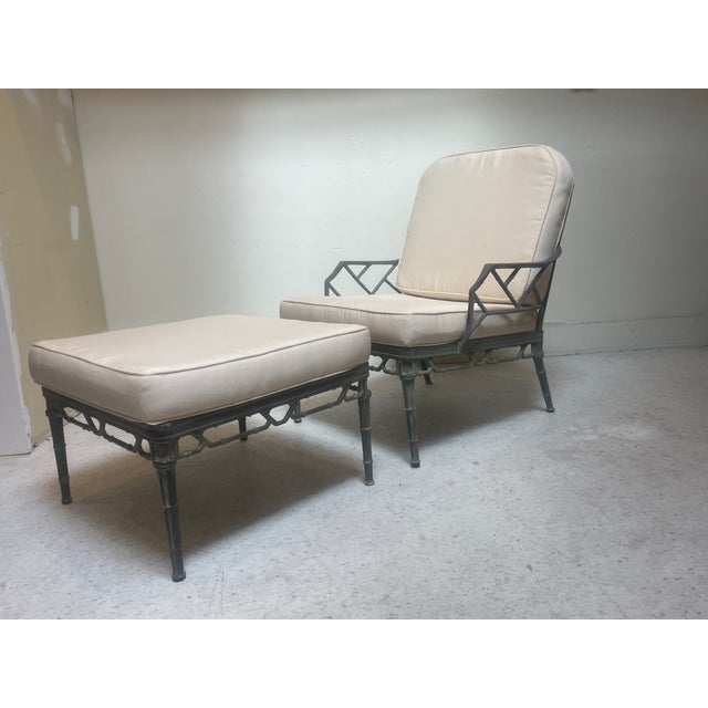 Brown Jordan Vintage Lounge Chairs and Ottoman Set of 3 Pieces - Attributed to Brown Jordan Calcutta For Sale - Image 4 of 10