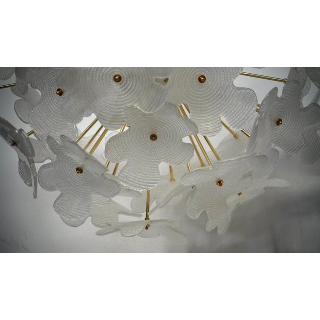 Mid-Century Modern Murano Sputnik Semi Spherical White Glass and Brass Chandelier and Pendant For Sale - Image 3 of 9