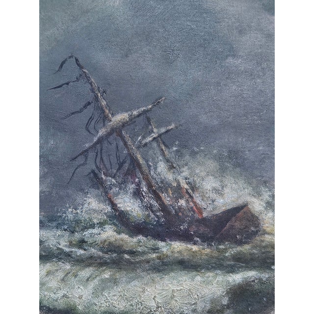 1930s Carl Dahlgren Marine Shipwreck Oil Painting “Stranding on Jutland Coast” 1930s For Sale - Image 5 of 15