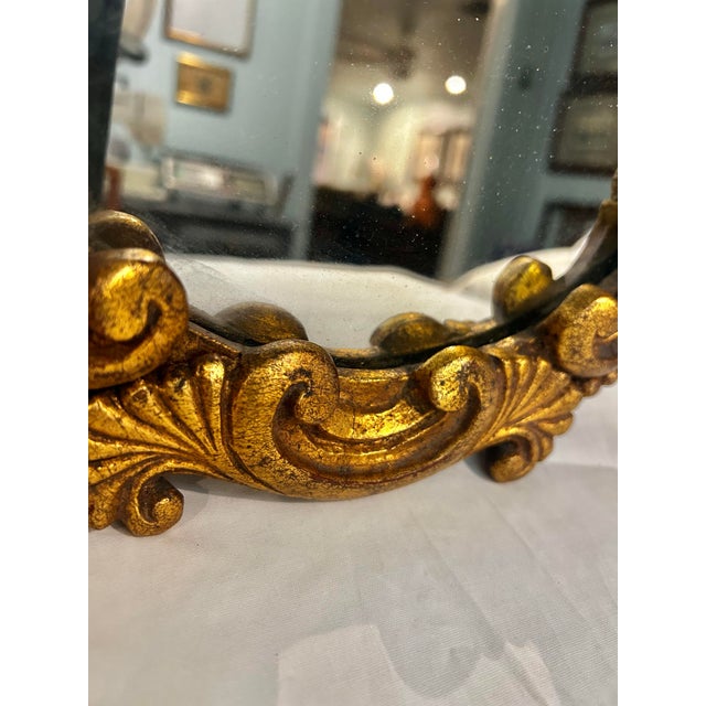Vintage 1930’s-1950’s Florentine Giltwood Rococo Wall Mirror For Sale In New Orleans - Image 6 of 10