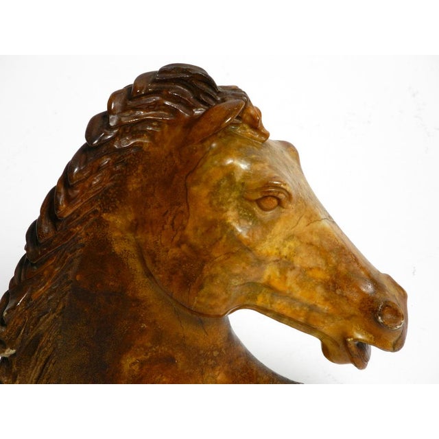 Large Horse Head Sculpture in Brown Soapstone, 1960s For Sale - Image 13 of 18