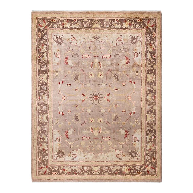 Eclectic, One-of-a-Kind Hand-Knotted Area Rug in Beige, 9' 4" x 12' 2" For Sale