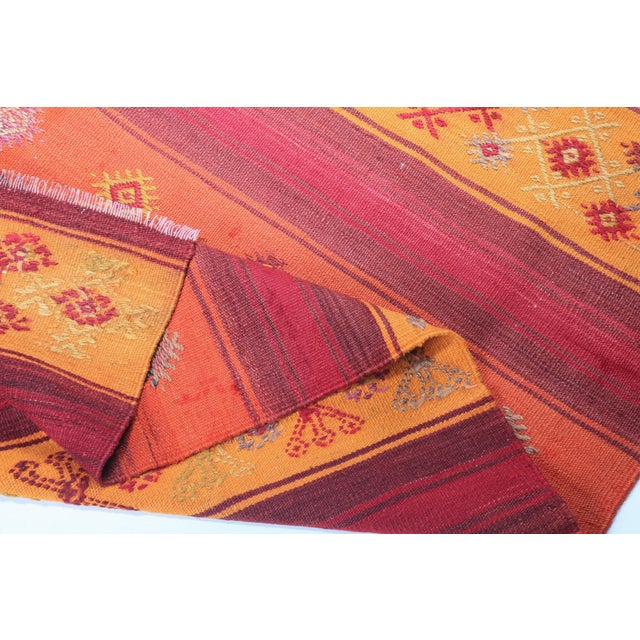 1950s Handmade Turkish Square Kilim Rug - 7'8 X 6'2 For Sale - Image 9 of 11