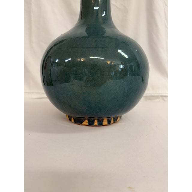 Modern Weathered Blue Glaze Vase- Mecox For Sale - Image 3 of 3