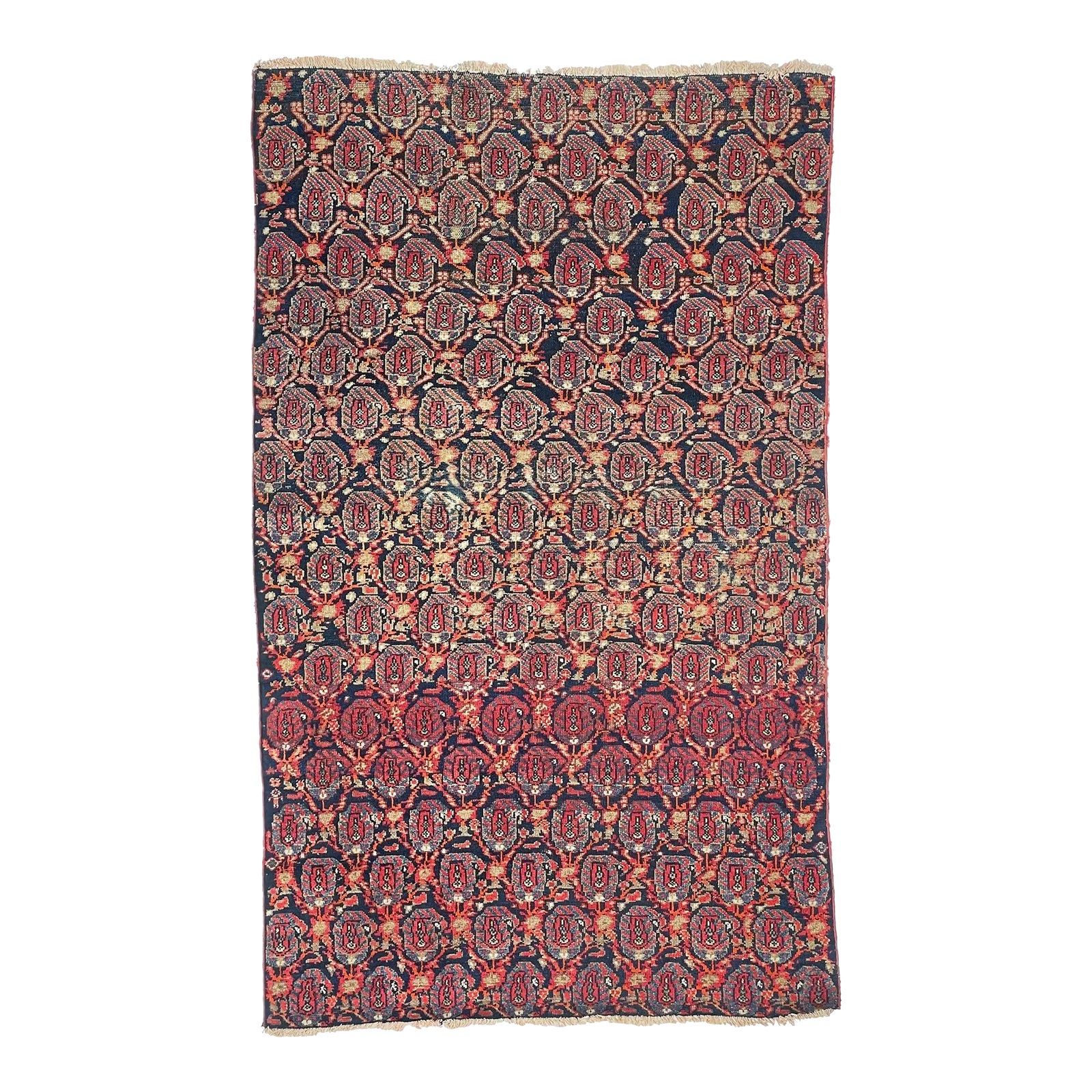 1930's Vintage Fragment Rug with Zoroastrian Flame Pattern 3 4 X 5 7 ...
