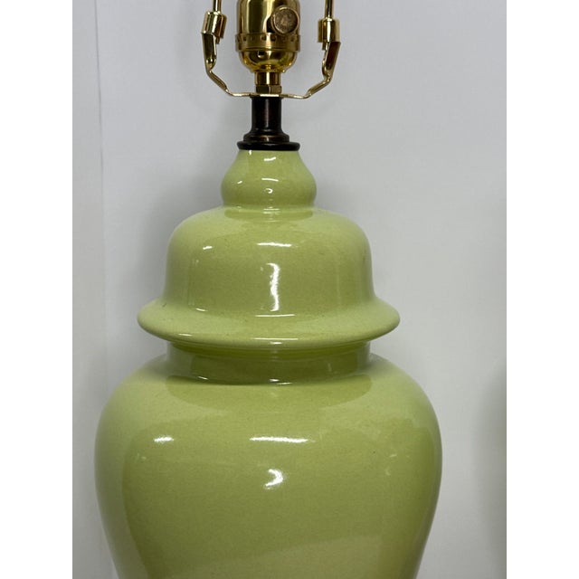 1970s 1970s Lemongrass Ginger Jar Table Lamps - a Pair For Sale - Image 5 of 11