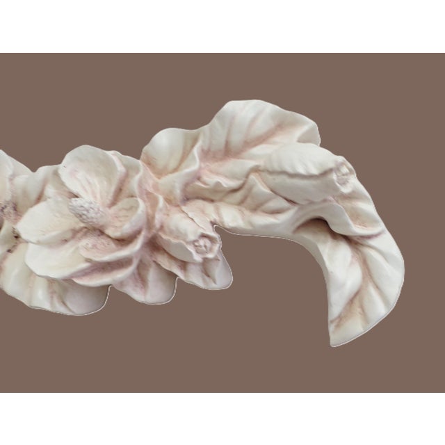 Mid 20th Century 3 Flowers in Soft Earth Tones in a Vintage Plaster/Ceramic Floral Relief Wall Hanging For Sale - Image 6 of 10