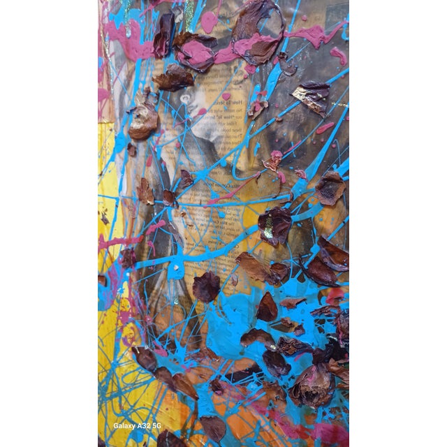 Abstract Vintage Mixed Media Abstract Oil Painting on Board For Sale - Image 3 of 7