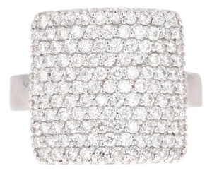 Mid 20th Century 1.43 Carat Diamond Cocktail Ring 14 Karat White Gold, Size 7