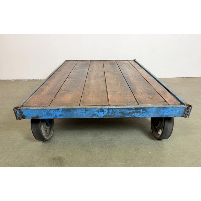 Large Industrial Blue Coffee Table Cart, 1960s For Sale - Image 18 of 18