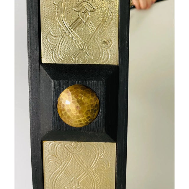 Hollywood Regency Style Black & Brass Filigree Design Mirror, a Pair For Sale - Image 9 of 13
