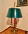 Maison Millet a Paris Bronze Bouillotte Late 19th Century With Three Candelabra Lamps Forest Green Shades - A Pair For Sale - Image 11 of 11