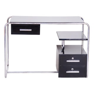 Bauhaus Lacquered and Chrome-Plated Steel Writing Desk, Germany, 1930s For Sale