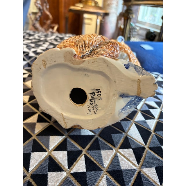 Brown 1960s Italian Glazed Ceramic Monkey Stamped Ronzan For Sale - Image 8 of 10