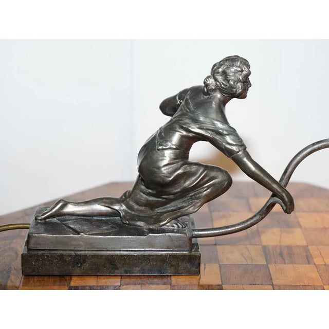 Art Deco Marble & Bronze Statue Table Lamp For Sale - Image 18 of 18
