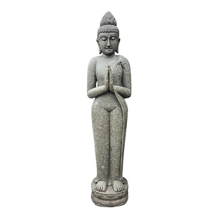 Standing Green Stone Garden Buddha Statue | Chairish