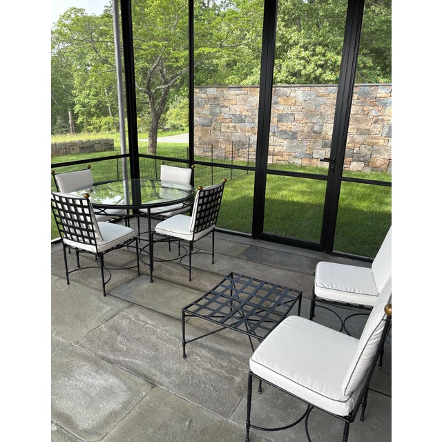 JANUS et Cie Janus Et Cie Amalfi Outdoor Dining Table & 6 Chairs with White Cushions For Sale - Image 4 of 8