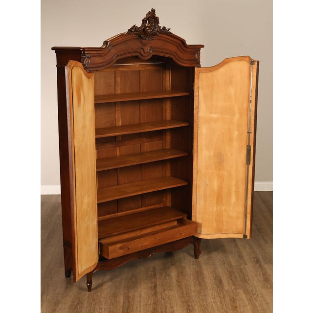 French Louis XV Style Antique Carved Mahogany Mirrored Armoire For Sale In Philadelphia - Image 6 of 18