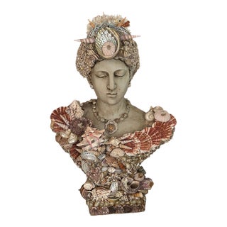 Seashell Encrusted Ocean Goddess Bust For Sale