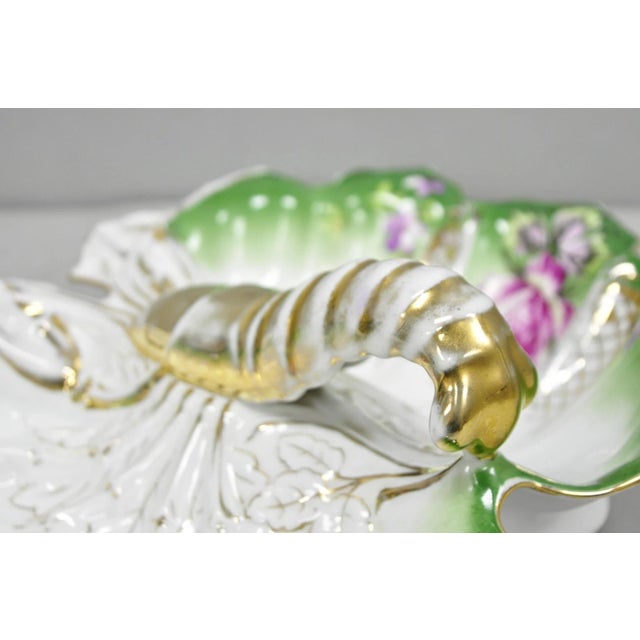 Early 20th Century Antique Bavarian German Porcelain Gold Gilded Hand Painted Lobster Divided Dish For Sale - Image 5 of 18