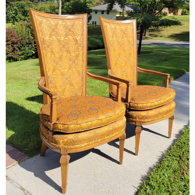 1960s Statesville Chair Co. Louis XVI High Backed Arm Chairs For Sale - Image 16 of 18
