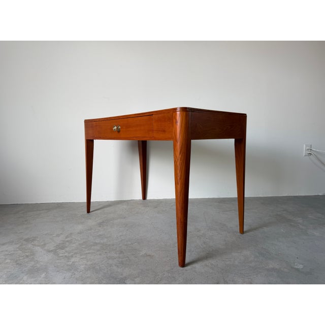 Art Deco Émile-Jacques Ruhlmann French Art Deco Style Leather-Top Writing Desk For Sale - Image 3 of 12