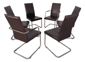 Leather Cantilever Dining Chairs by Karl Friedrich Förster for KFF, 1990s, Set of 6