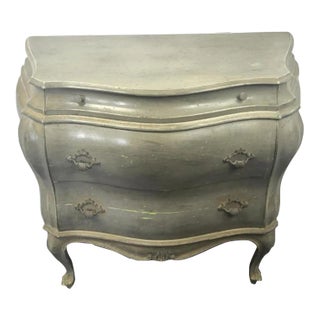 1950s Florentine Gray Painted Bombay Chest of Drawers Commode For Sale