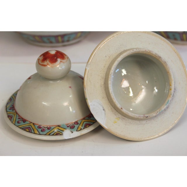 Pair of Antique Chinese Porcelain Ginger Jars Vases Covers, Kangxi Marks Matched For Sale - Image 9 of 12