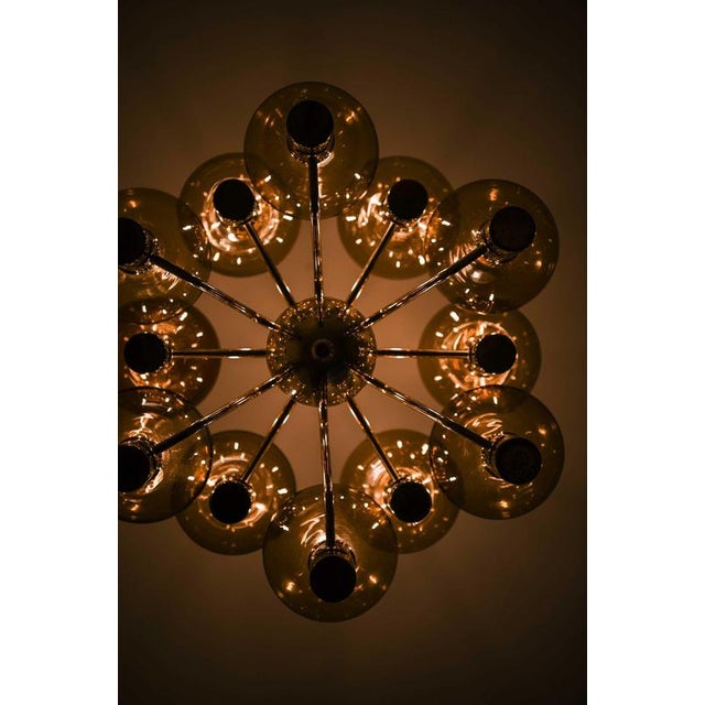 Scandinavian Modern Ceiling Lamp in Brass and Glass by Hans-Agne Jakobsson, 1960s For Sale - Image 10 of 12