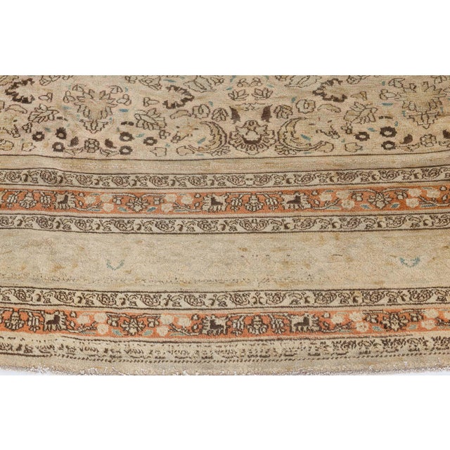 Early 20th Century Persian Meshad Camel, Brown, Orange Handwoven Wool Rug For Sale - Image 9 of 10