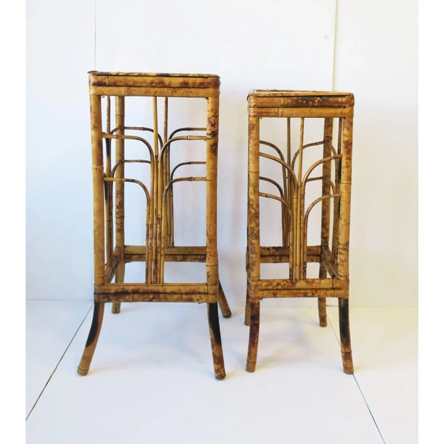 Wicker Bamboo Pedestal Column Stand For Sale - Image 11 of 13