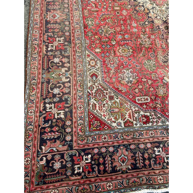 9ft 6in × 12ft 7in Persian Tabriz Hand-Knotted Wool Area Rug For Sale - Image 9 of 11