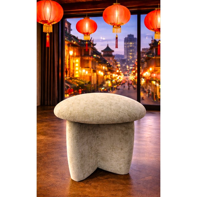 Wood Dev Crushed Velvet Stool For Sale - Image 7 of 8