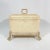 Postmodern faux travertine ceramic box with textured finish. This box has substantial weight and appearance. The metal...