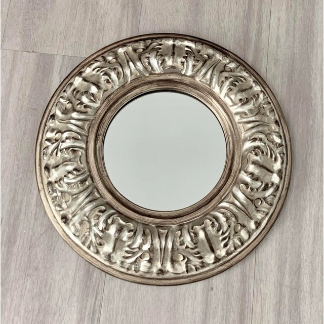 1990s Vintage Bombay Company Silver Accent Wood Wall Mirror Chairish